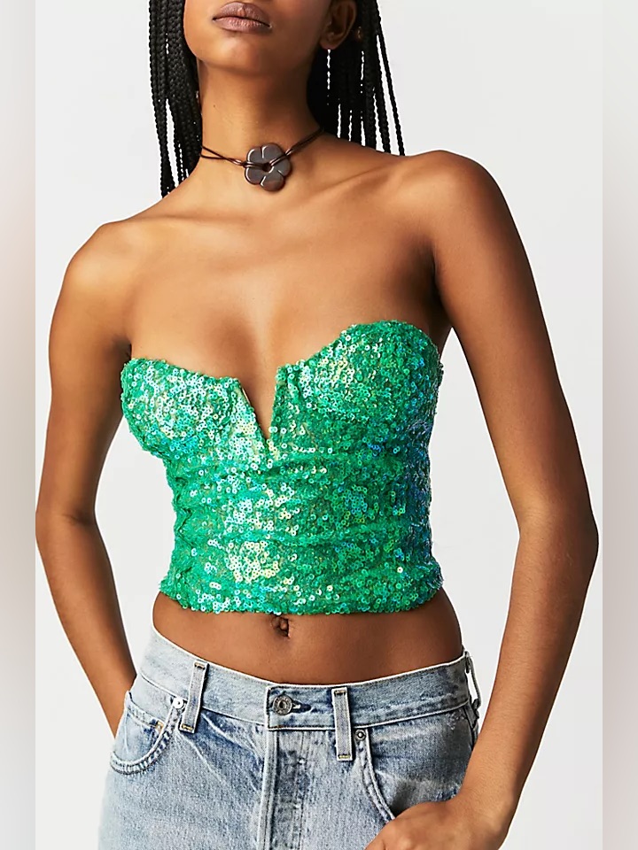 Free People Fp X Eastnwestlabel Cluster Sequin Tube Top Nwt Size Medium A203m